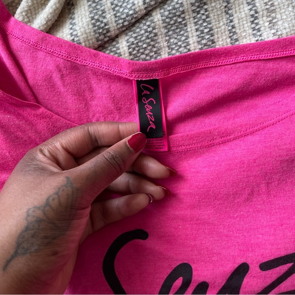 SOLD-Hot Pink Off the shoulder La Senza Longsleeve - Picture 5 of 7